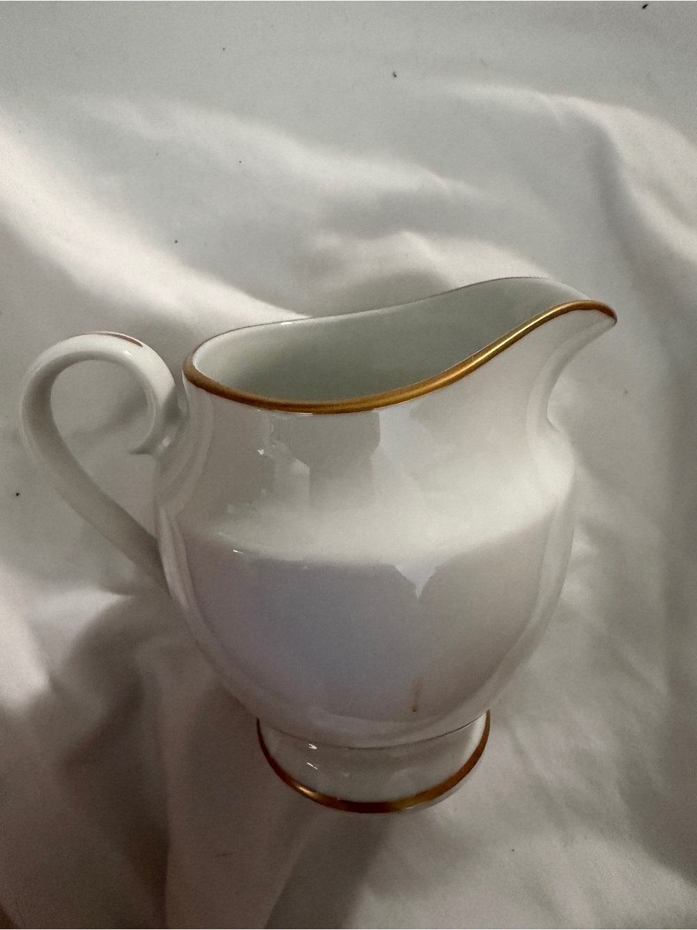 Gorham White Porcelain Pitcher with Gold Trim